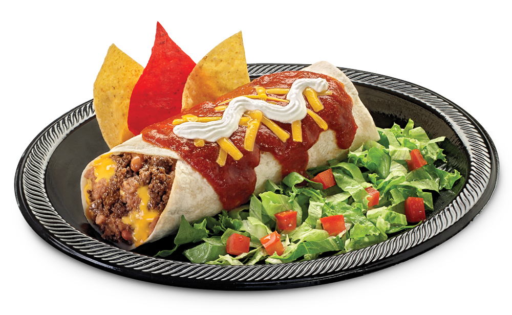 TacoTime Franchise A tactile burrito with sour cream, salsa, and cheese