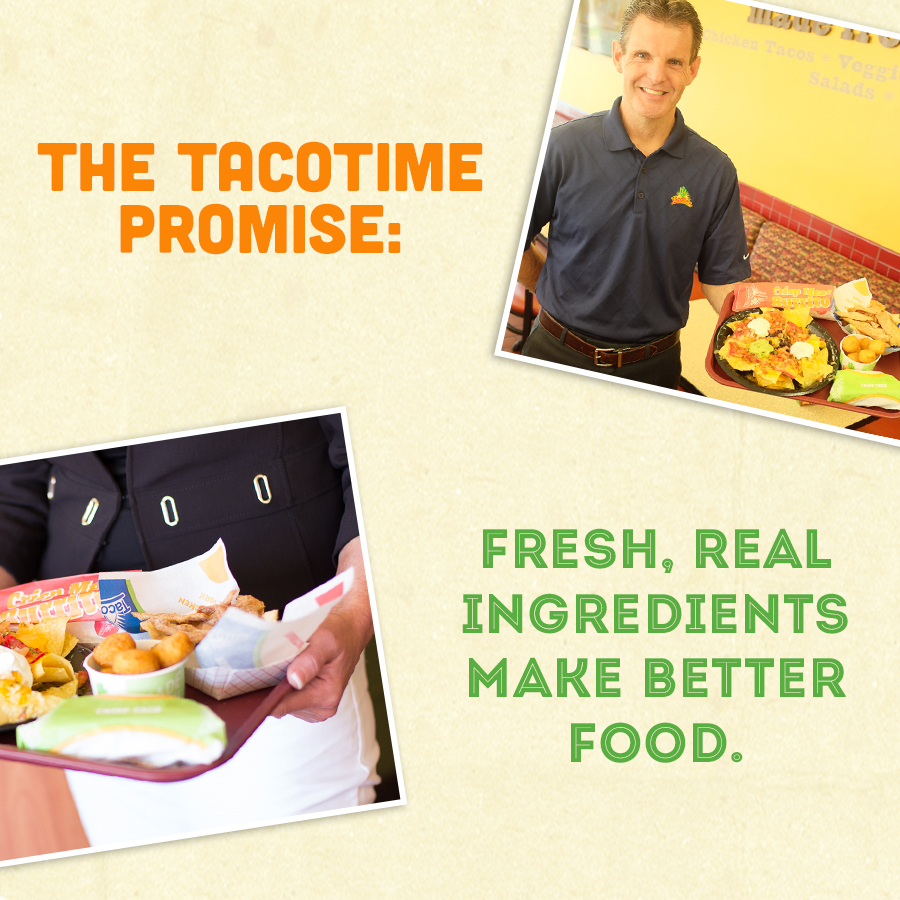 Infographic: The TacoTime Promise — fresh, real ingredients make better food. 